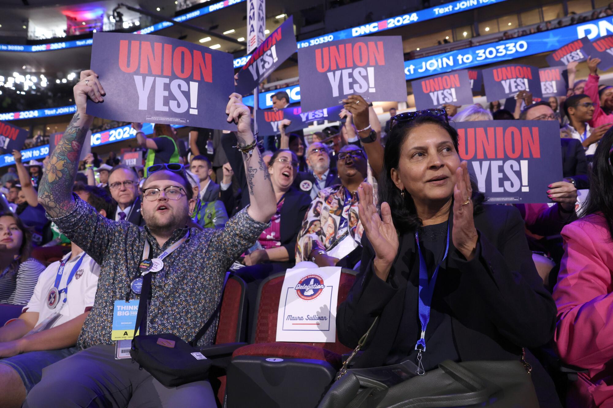 New Hampshire delegation during the 2024 Democratic National Convention on Monday.