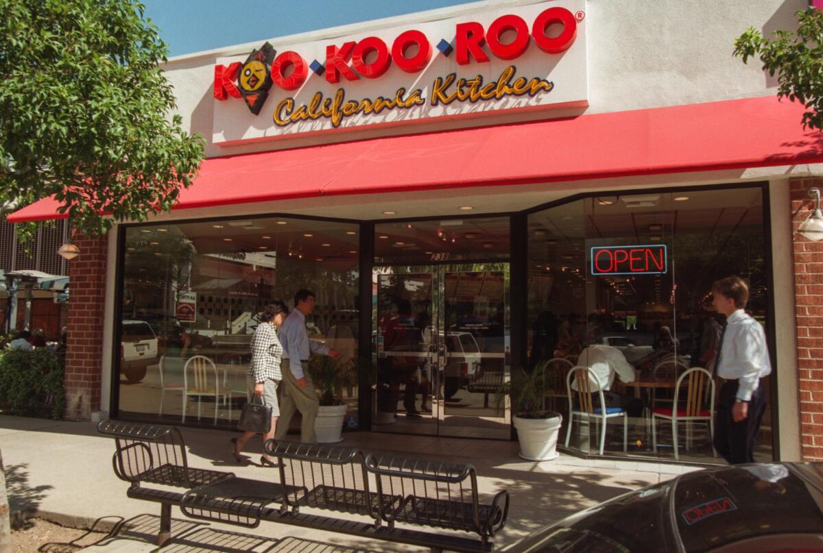 The facade of a Koo Koo Roo on Pasadena's Lake Avenue in 1997