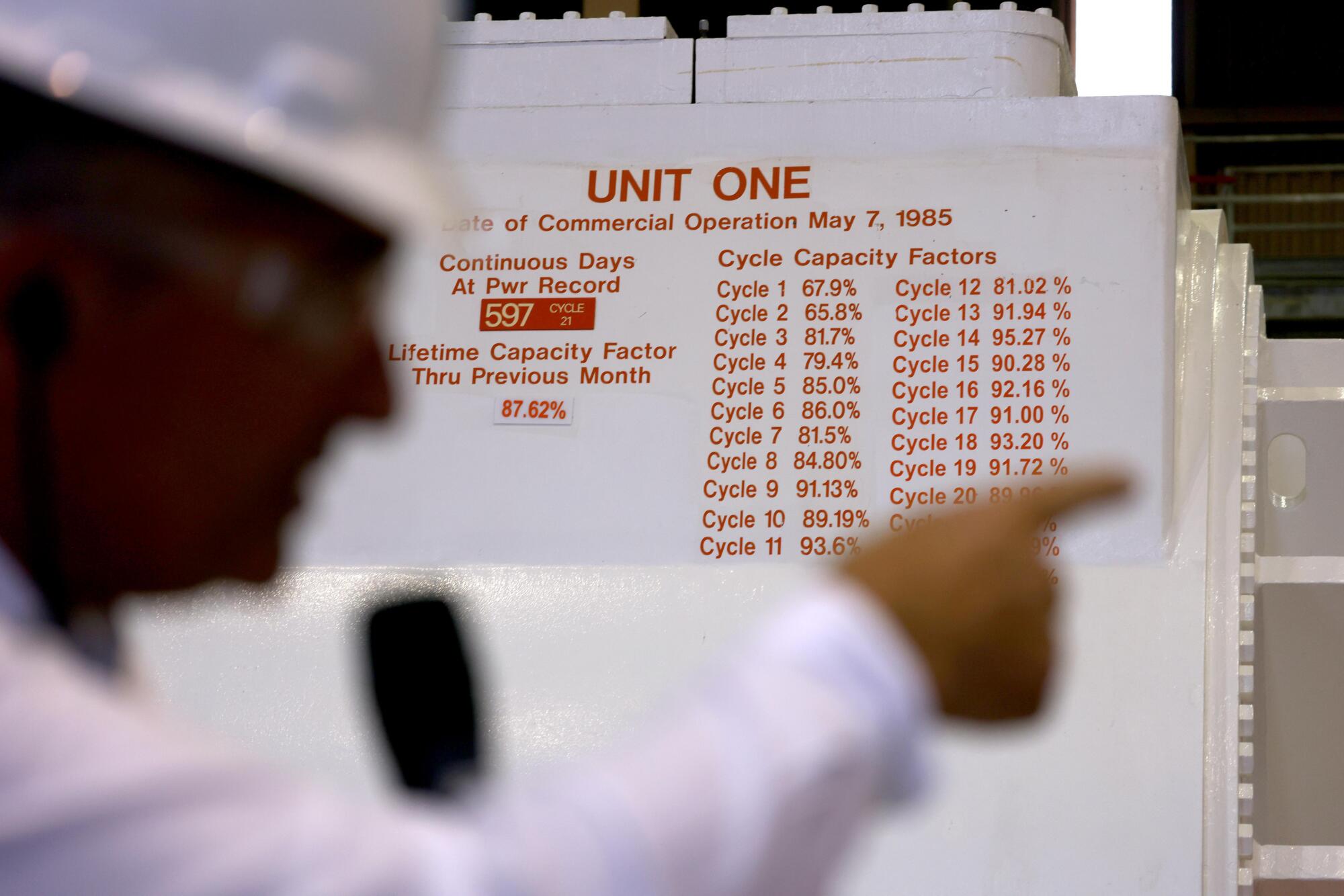 Tom Jones talks inside the turbine building at Diablo Canyon Nuclear Power Plant.