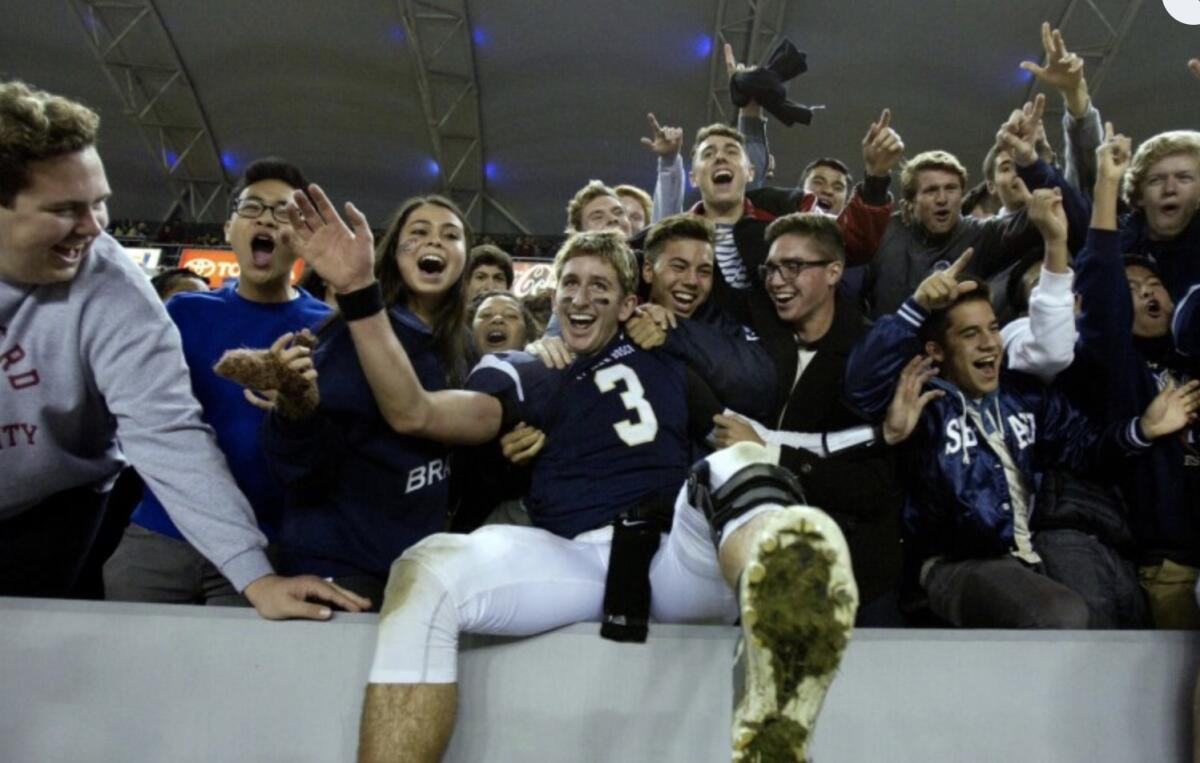 Quarterback Josh Rosen, in a 2013 photo, celebrating St. John Bosco going 16-0.