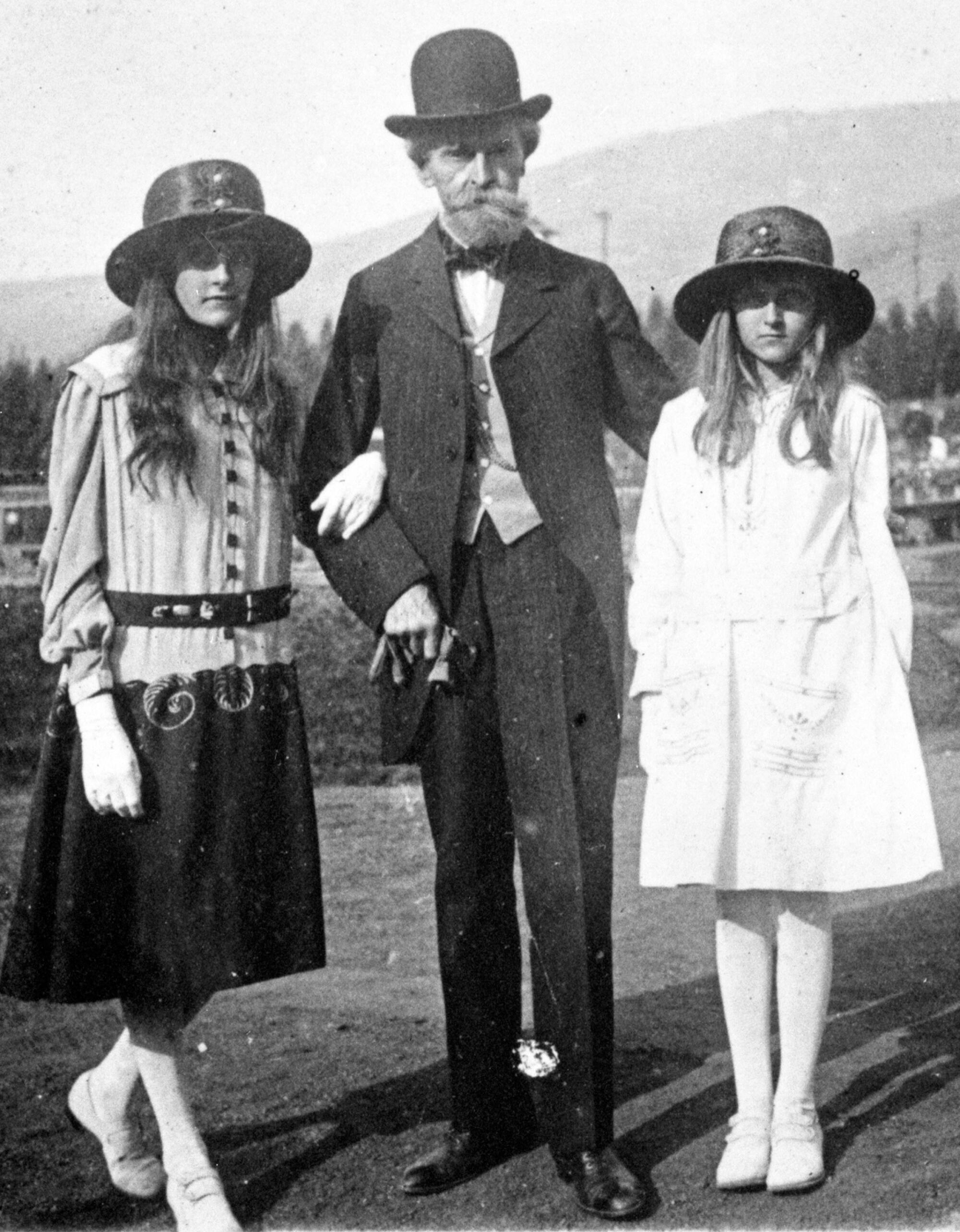 Clark and daughters visit Columbia Gardens, which he built in Butte. 