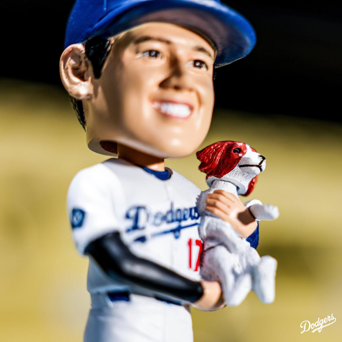 The Shohei Ohtani and Decoy bobblehead doll that will be given to fans.