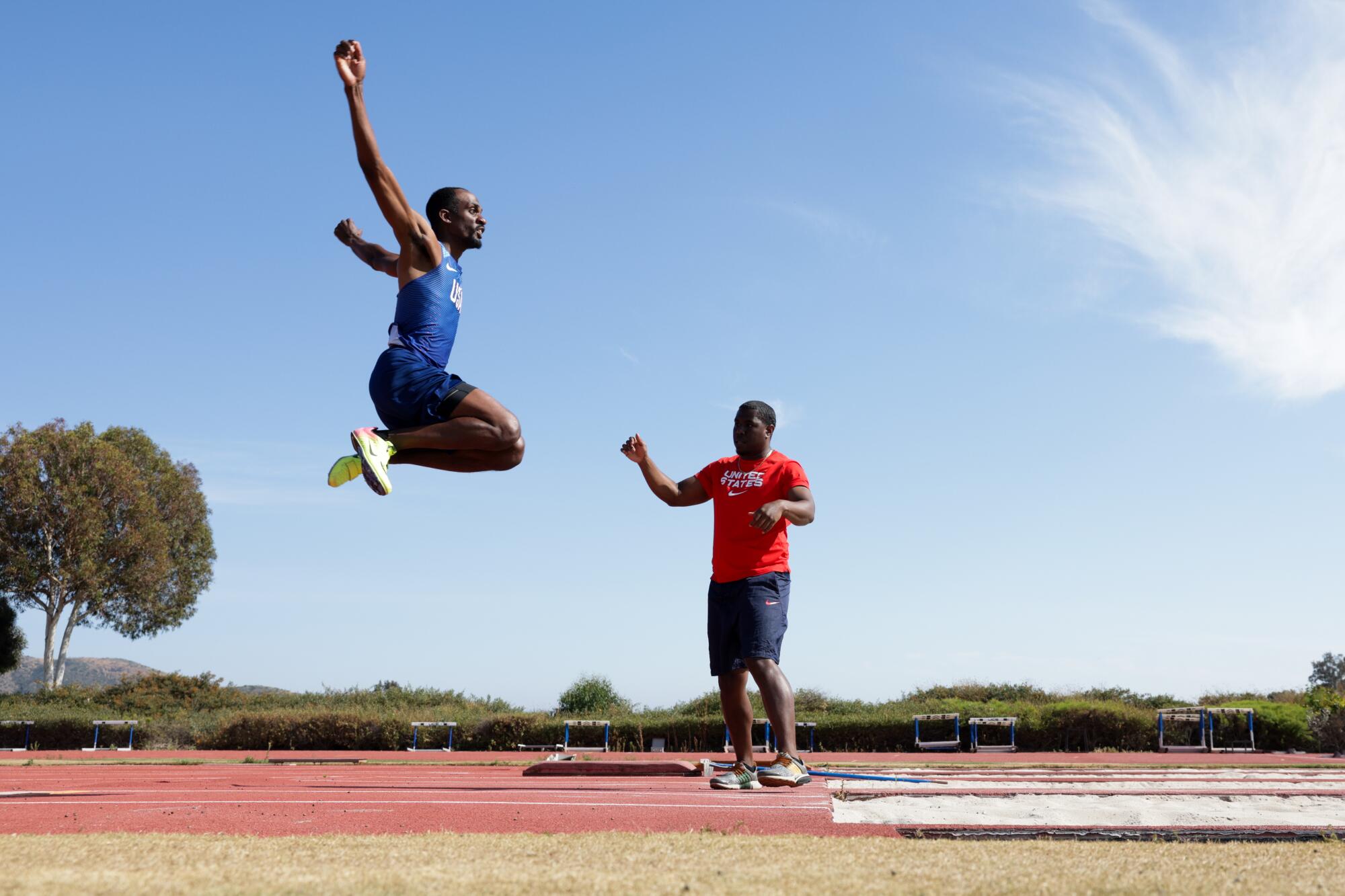 Parathlete Lex Gillette leaping in the air