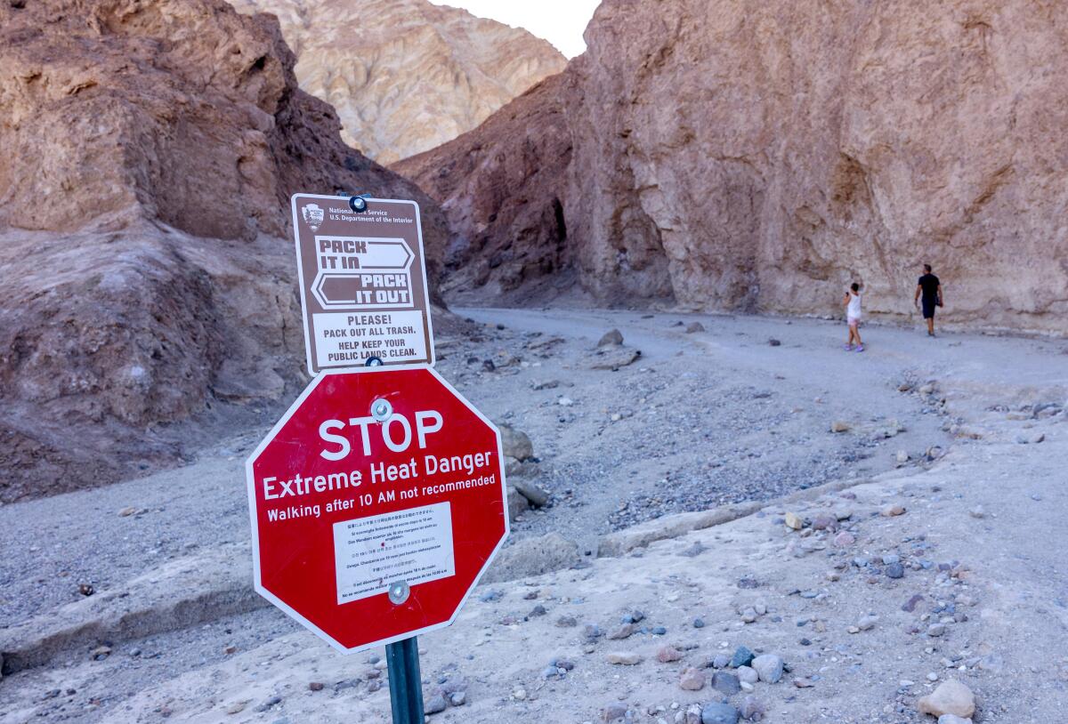 Hikers heading out on an early morning hike in Death Valley National Park.