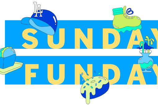 sunday funday infobox logo with colorful spot illustrations