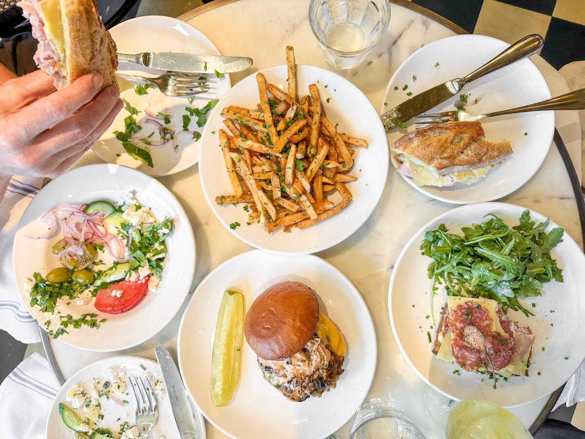 Dishes from the lunch and dinner menu at Bar Sinizki in Atwater Village.