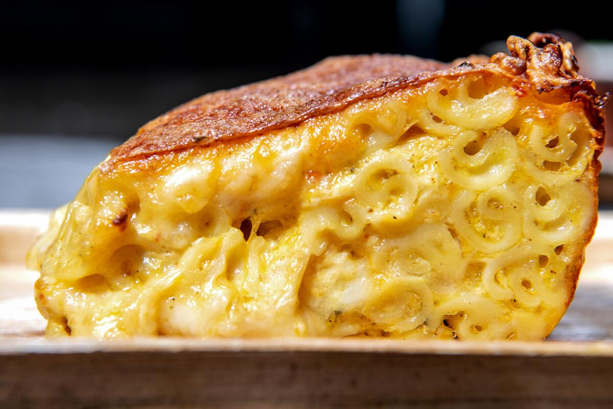 Mac and cheese pie from Bridgetown Roti.