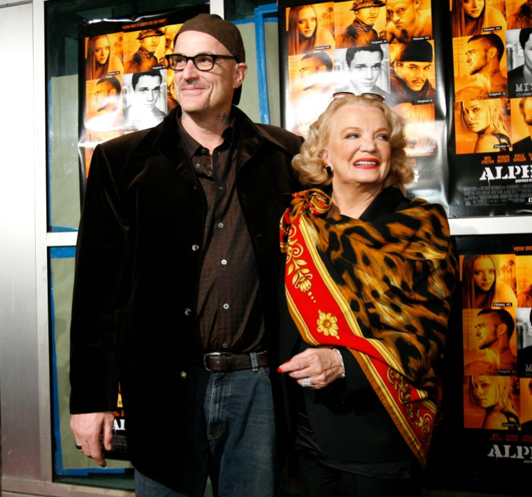 Director and writer Nick Cassavetes poses his mother actress Gena Rowlands at the world premiere of 'Alpha Dog' 