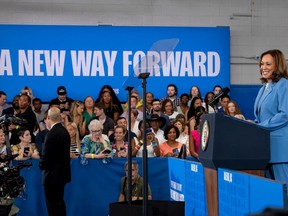 US Vice President Kamala Harris during a campaign event at Hendrick Center for Automotive Excellence in Raleigh, North Carolina, US, on Friday, Aug. 16, 2024. Harris will propose sweeping new federal subsidies for parents, homebuyers, and Americans with low-incomes alongside new programs to curb increases in rent and grocery prices as she seeks to convince voters that she would act swiftly to address one of their top concerns rising consumer costs.