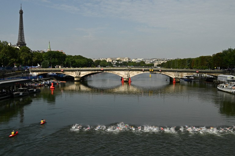 Swimmers in River Seine.