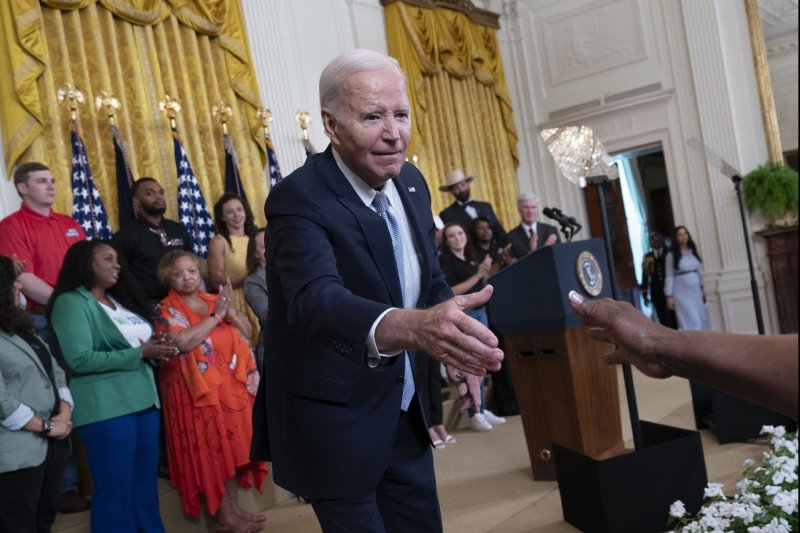 President Joe Biden Friday said the Inflation Reduction Act has saved billions of dollars for millions of Americans while lowering costs and cutting the deficit on the law's second anniversary. Biden last year hosted an event at the White House to celebrate the first year of the law. File Photo by Chris Kleponis/UPI