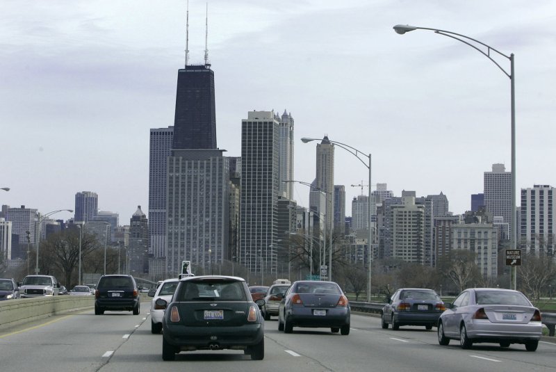 The NWS Weather Prediction Center in Chicago (pictured, 2006) is forecasting a high temperature of 96 degrees Fahrenheit in Chicago on Monday and 98 degrees Fahrenheit on Tuesday. These temperatures are 20 degrees above the typical daily high for this time of year. File Photo by Brian Kersey/UPI