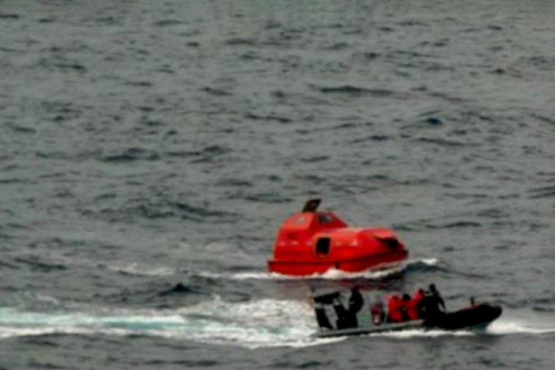 The crew of the Greek-flagged Sounion oil tanker were rescued by a ship from EUNAVFOR Aspides after the vessel came under attack in the Red Sea on Wednesday. Photo by EUNAVFOR Aspides/X