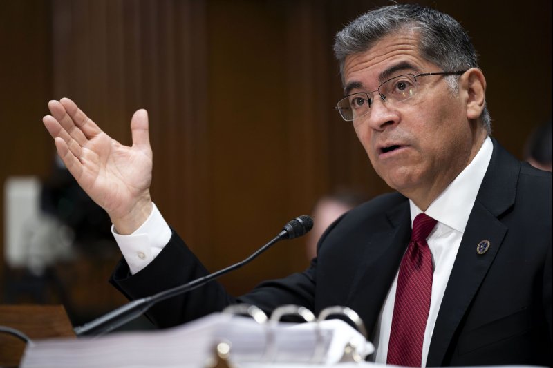 Secretary of the Department of Health and Human Services Xavier Becerra speaks during a Senate Finance Committee hearing on President Biden's proposed budget request for the Department of Health and Human Services for fiscal year 2025 at the U.S. Capitol on March 14. He announced new spending to help maternal health on Tuesday. File Photo by Bonnie Cash/UPI