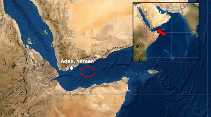 The merchant vessel named Groton was attacked by Houthi rebels on Saturday near the coast of Yemen. Image courtesy of United Kingdom Maritime Trade Organization/Release