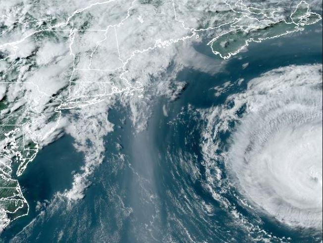 Ernesto struck Bermuda as a Category 1 storm Saturday morning and was headed to Canada. Image courtesy of the National Oceanic and Atmospheric Administration