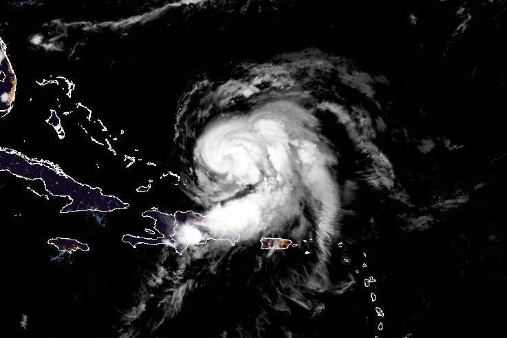 Tropical Storm Ernesto strengthened into a hurricane on Wednesday as it passed by Puerto Rico. Image courtesy of the National Oceanic and Atmospheric Administration