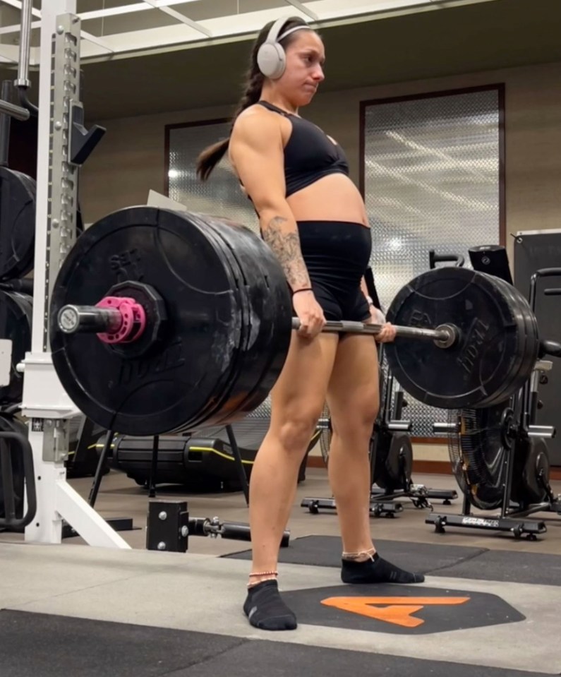 Olivia Enriquez, a powerlifter, intends to remain physically active through her pregnancy