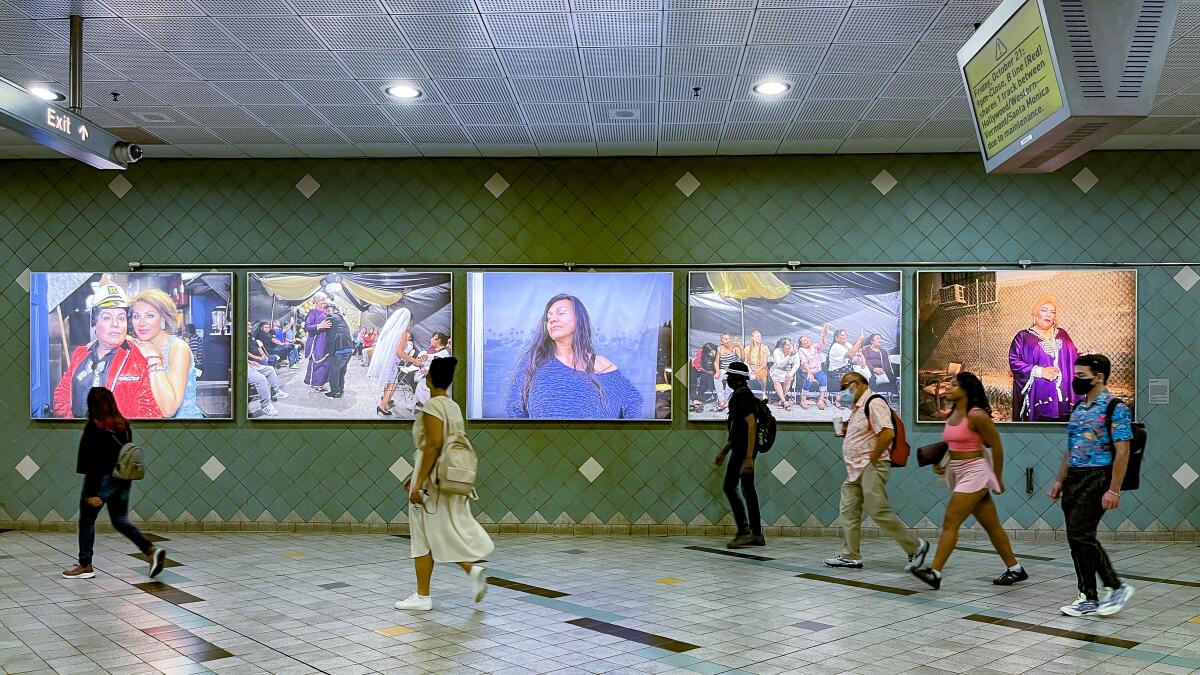 Arlene Mejorado's 'Caricias' series on view at Metro's Hollywood/Highland station.