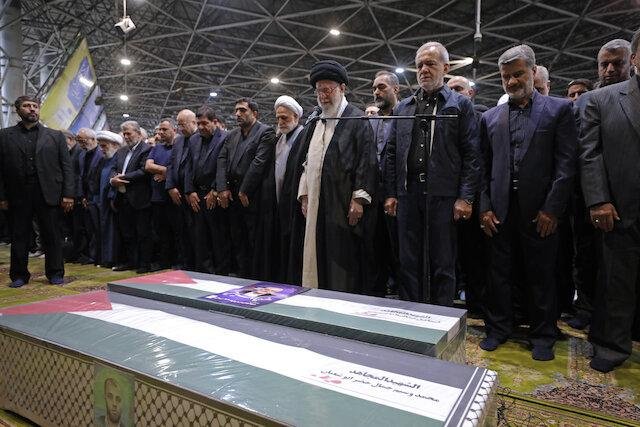 Iran's spiritual leader Ayatollah Ali Khamenei leads funeral prayers for Hamas political chief Ismail Haniyeh at the University of Tehran, Tehran, Iran, on Thursday. Haniyeh was assassinated Wednesday in Tehran. Photo courtesy of the Office of Iran's spiritual leader Ayatollah Ali Khamenei/Release