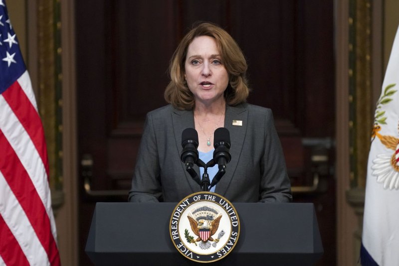 Deputy Secretary Kathleen Hicks, U.S. Department of Defense, delivers remarks on a Global Water Security Action Plan in the Indian Treaty Room of the Eisenhower Executive Office Building in Washington, DC on June 1, 2022. Photo by Leigh Vogel/UPI