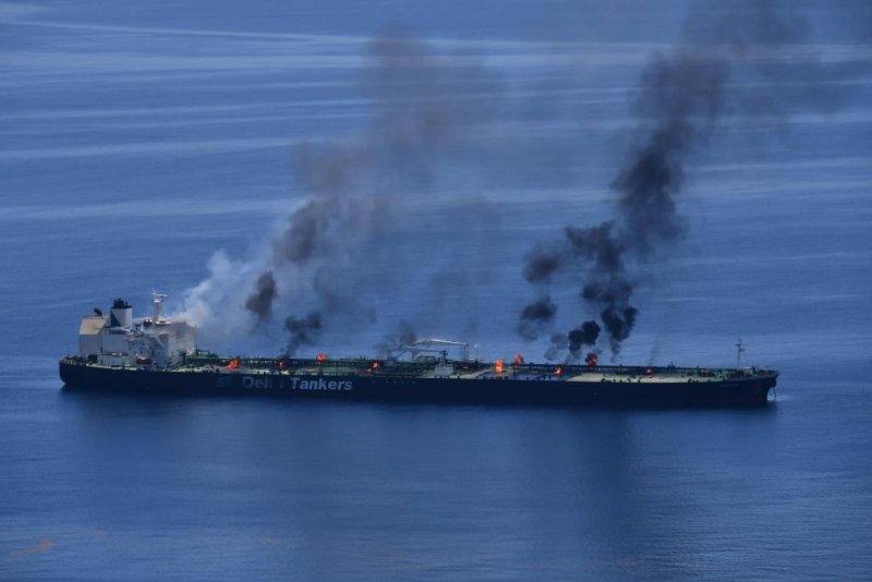 Pentagon officials said Tuesday that a Greek tanker attacked last week by Houthi militants was leaking oil into the Red Sea Photo courtesy of Eunavfor Aspides/X