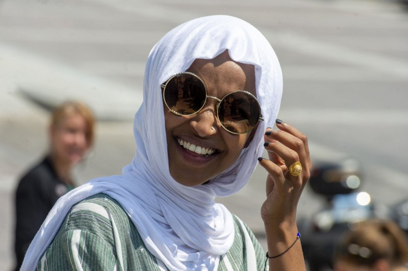 Rep. Ilhan Omar, D-Minn., successfully fended off challengers, winning her primary Tuesday night for her 5th Congressional District seat for Minnesota in the U.S. House of Representatives. File Photo by Bonnie Cash/UPI