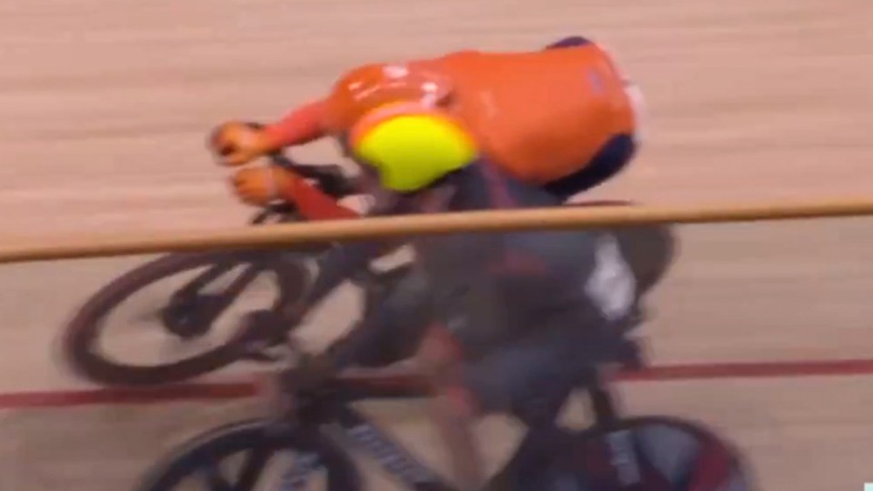 Team GB's Oliver Wood was knocked off his bike by a Dutch rider