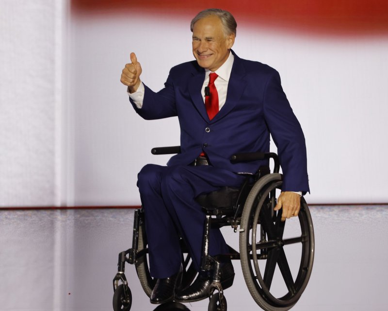 Texas Gov. Greg Abbott arrives to speak at the 2024 Republican National Convention at Fiserv Forum in Milwaukee, Wisconsin on July 17. A vocal critic to President Joe Biden's border policies, Abbott on Thursday directed hospitals to report the immigration status of its patients, seemingly to charge the federal government for costs incurred by the state. Photo by Tannen Maury/UPI