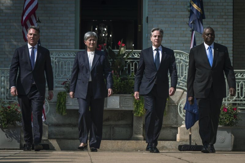 From left, U.S. Secretary of State Antony Blinken, Foreign Minister Penny Wong of Australia, Defense Minister Richard Marles of Australia and U.S. Defense Secretary Lloyd Austin. The four leaders met Tuesday in Annapolis, Md., for bilateral conversations on military posture and other joint areas of collaboration. Photo courtesy of Defense Secretary Lloyd Austin/X