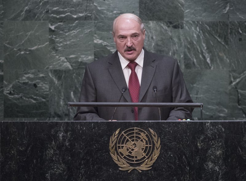 The U.S. Treasury Department Friday tightened sanctions on Belarus's military support for Russia and the Lukashenko regime. Nineteen individuals and 14 entities were sanctioned. The sanctions include Lukashenko's (pictured) luxury airliner, a Boeing 767-32K. File Photo by Amanda Voisard/United Nations