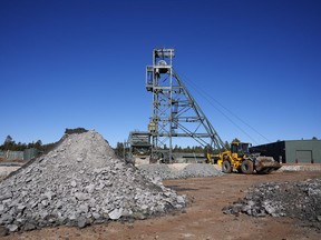 FILE - A uranium ore pile is the first to be mined at the Energy Fuels Inc. uranium Pinyon Plain Mine, Jan. 31, 2024, near Tusayan, Ariz.