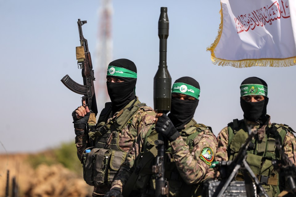 Hamas fighters at a parade