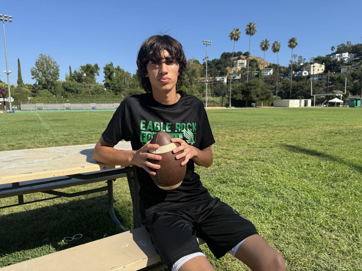 Junior quarterback Liam Pasten is the third brother to play for Eagle Rock. He also has his own hair cutting business.