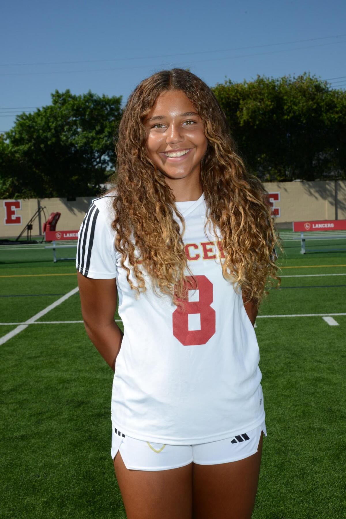 Sophomore Makena Cook of Orange Lutheran is a top quarterback for flag football team.