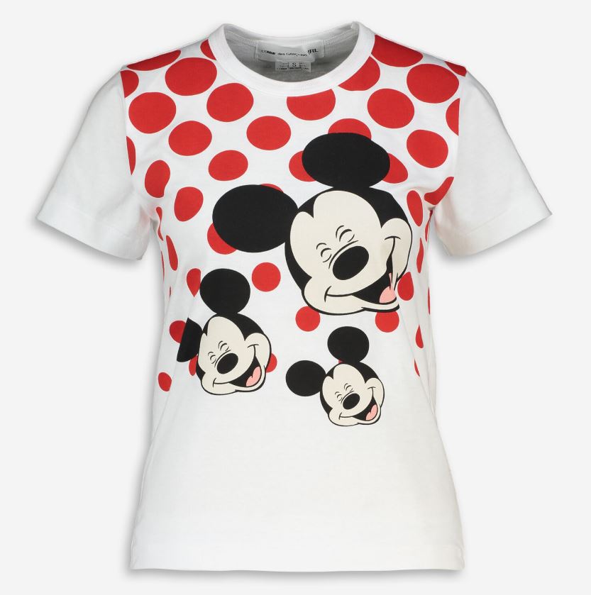 Disney fans can pick up the Comme Des Garcons White Branded Mickey Mouse T-shirt for nearly £100 cheaper