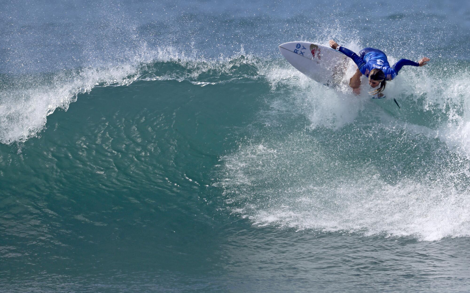 U.S. surfer and reining gold medal Caroline Marks at Lower Trestles in San Clemente.