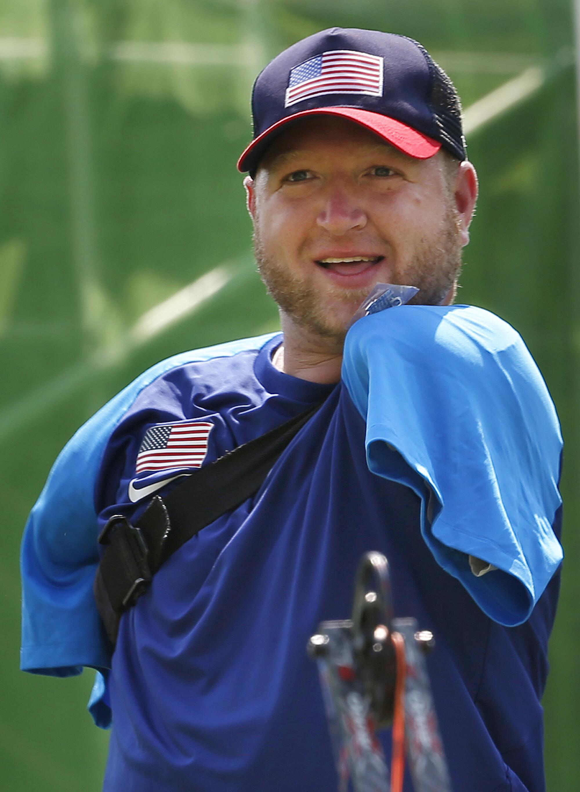 Matt Stutzman greets fans at the 2016 Paralympics in Rio de Janeiro.