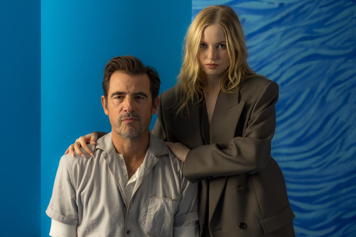 Claes Bang and Ellie Bamber from the film "William Tell," 