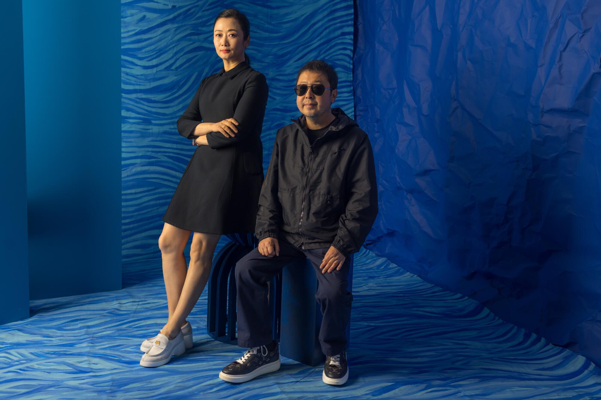 Tao Zhao and Jia Zhangke from the film "Caught by the Tides," 