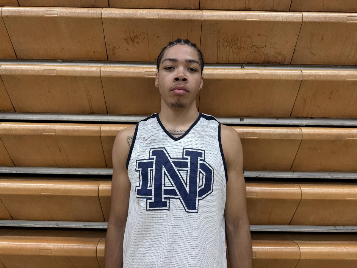 Tyran Stokes is 6 feet 7 and a junior basketball player at Sherman Oaks Notre Dame.