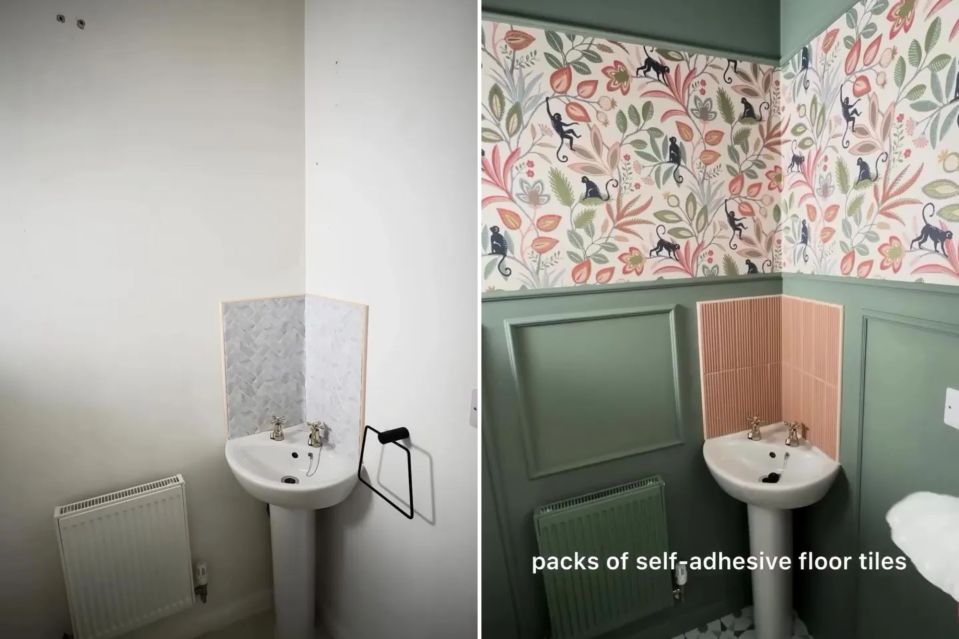 Using paint, wallpaper, panelling and stick on tiles makes the whole space look entirely different