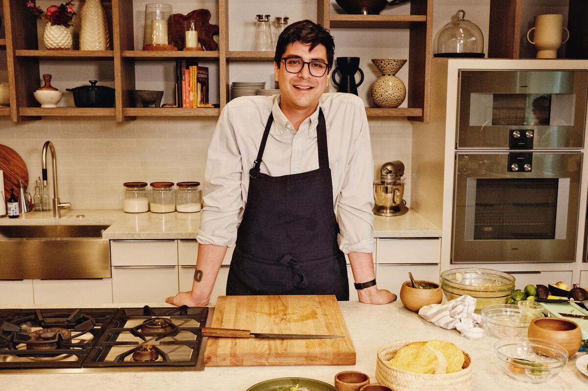 Jesus "Chuy" Cervantes, chef de cuisine of Damian and Ditroit taqueria, in the Times Test Kitchen.