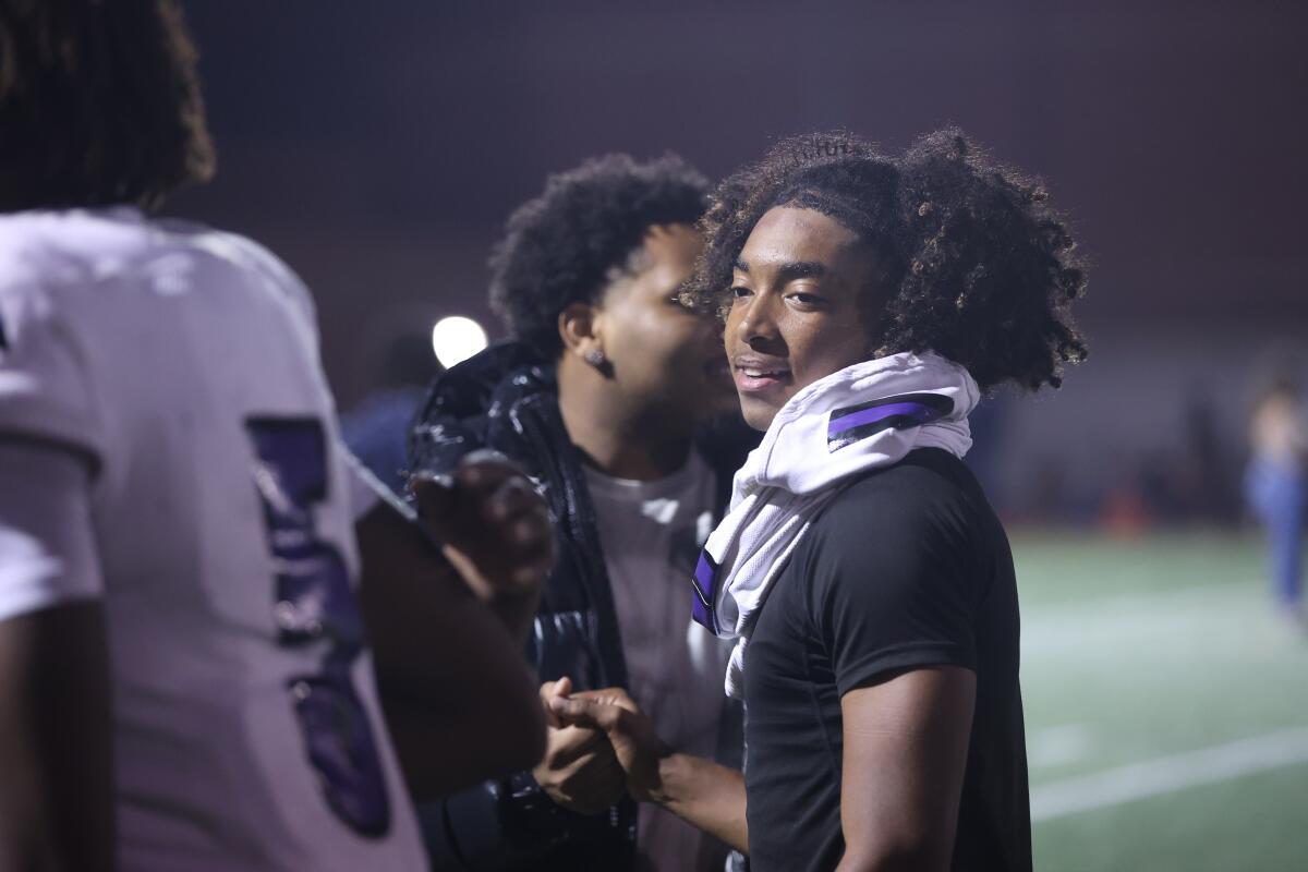 Cathedral quarterback Jaden Jefferson is all smiles after a win against Chaminade.