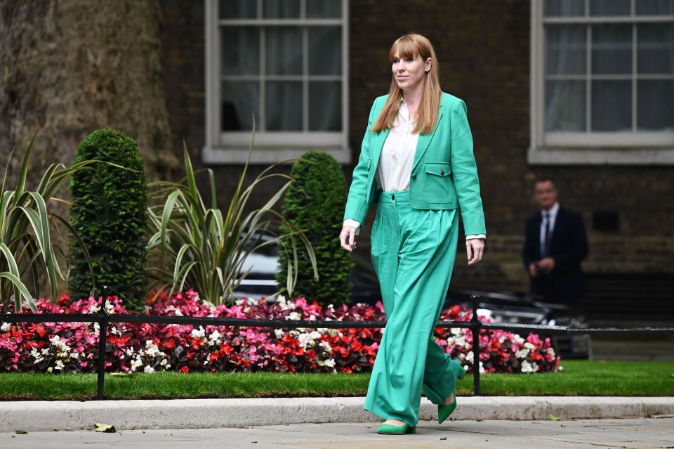 Angela Rayner was also seen wearing ME+EM's £550 green trouser suit