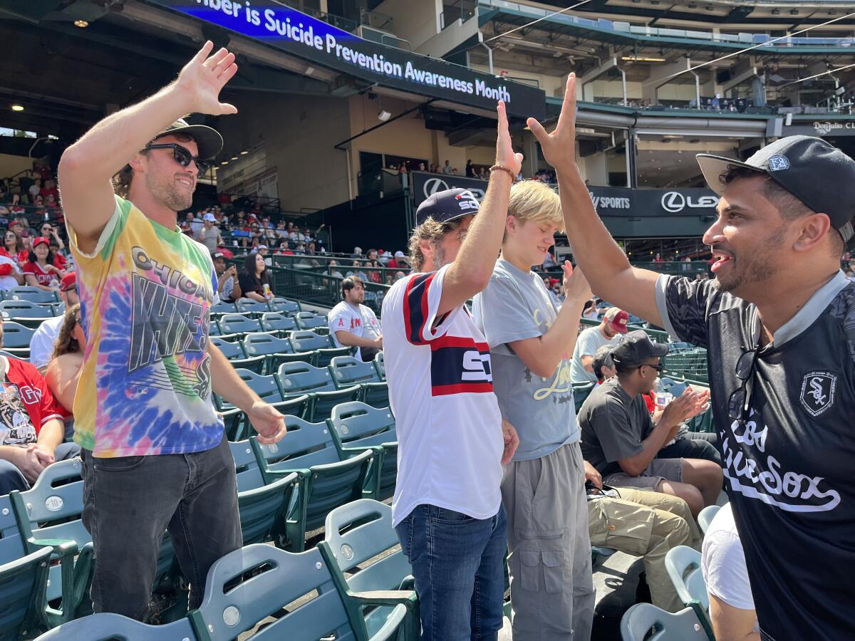 White Sox fans at Angel Stadium in Anaheim