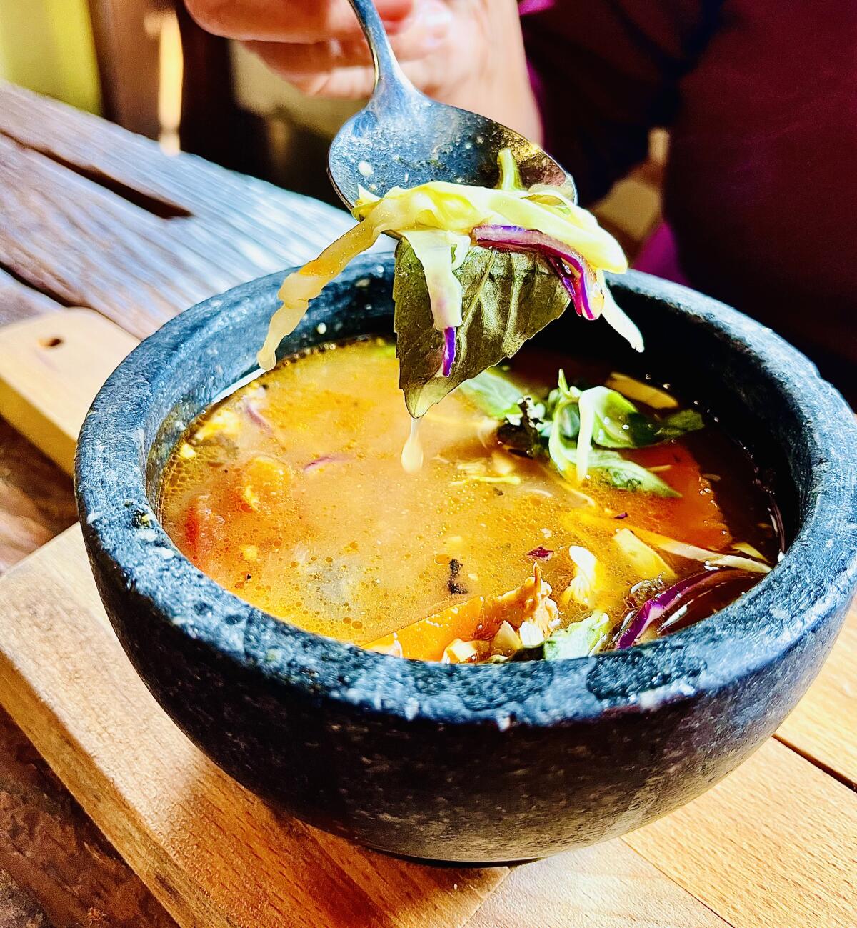 Smoked chicken soup at Full of Life Flatbread in Los Alamos.