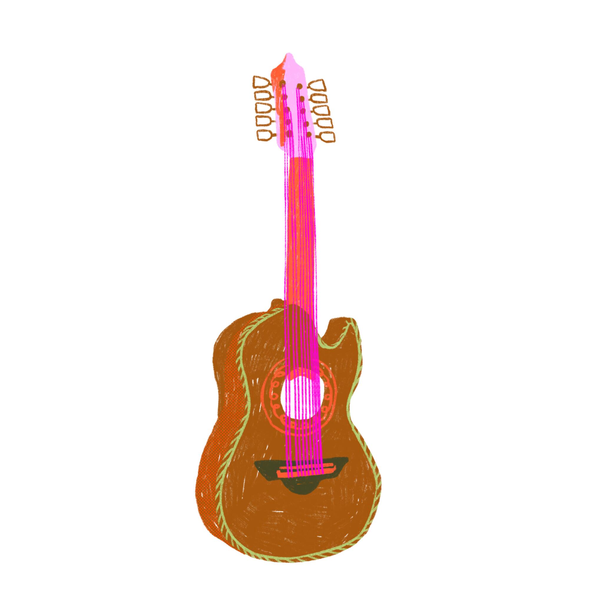 Illustration of a bajo quinto 