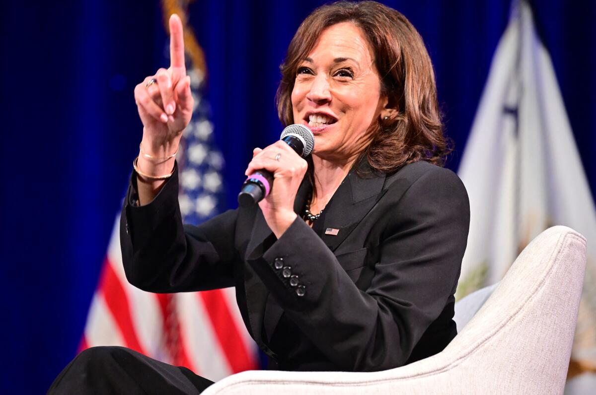 Vice President Kamala Harris participates in a discussion on climate action in San Francisco in 2022.