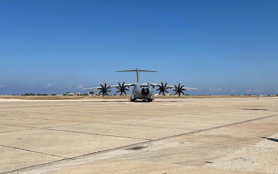 A Turkish military cargo plane arrives at Beirut with supplies